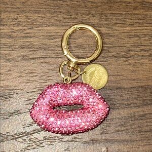 Pink Rhinestone Lip Keychain